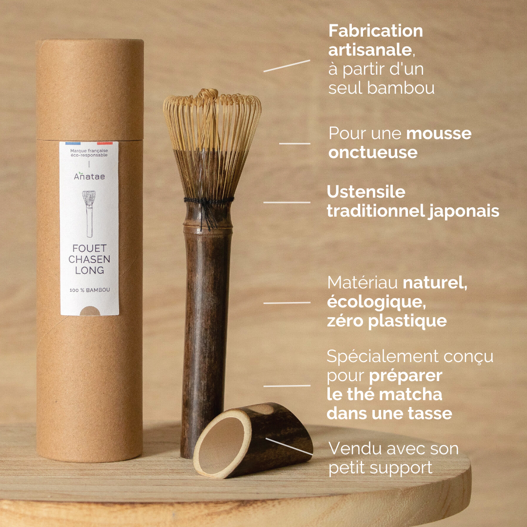 KIT MATCHA : THÉ MATCHA CÉRÉMONIE BIO ET FOUET EN BAMBOU CHASEN LONG